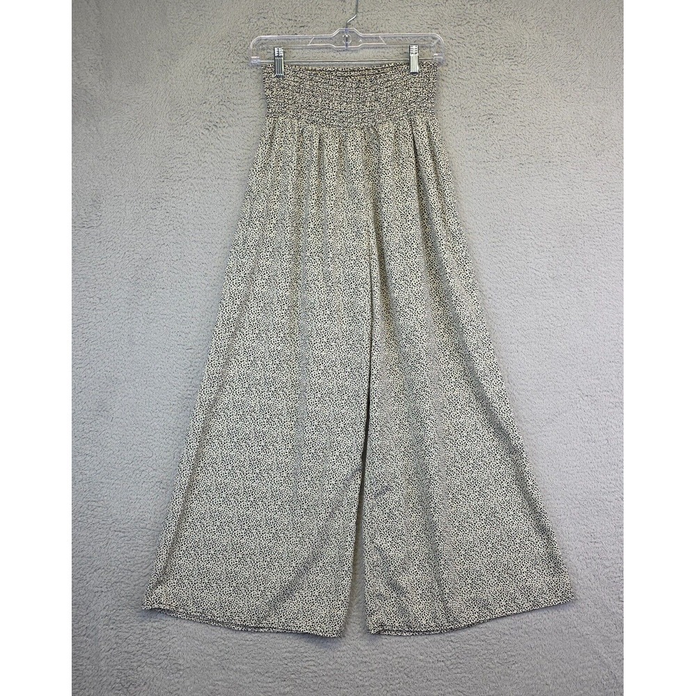 Sienna Sky Gaucho Pants Women L Wide Leg Elastic High Waist Smocked Boho Palazzo